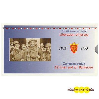 1945-1995 £2 Coin and £1 Banknote - Liberation of Jersey